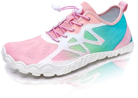 Barefoot Shoes Men Women Water Shoes Wide Lightweight Walking Shoes(A Pink Green,5UK)