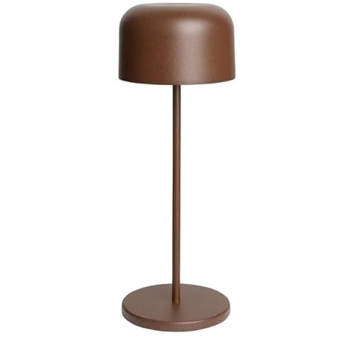 Olympia Siena Cordless Table Lamp Round Dome 300mm, Chestnut | Provides portable, wire-free illumination for dining spaces and bar areas to create an inviting guest atmosphere.