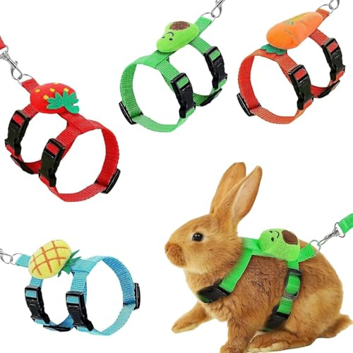 Guyode 4 Stücke Kaninchen Leine Hasenleine Zwergkaninchen Katzengeschirr mit Leine Ausbruchsicher Welpengeschirr Hamster Leash Hasen Zubehör Hunter Hundegeschirr Katzenleine mit Geschirr für Katzen