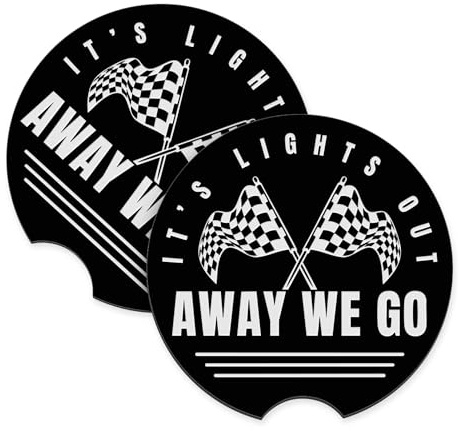 F1 Themed Car Cup Holder Coasters | Lights Out & Away We Go | Formula 1 Gift