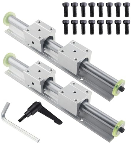 TIOMIOSEA SBR20-1000 Linearschiene Führungsschiene Set mit Dichtringe, 2 Stück SBR20 Linearführung 1000 mm, 4 Stück SBR20UU Lagerblöcke, Linearführungsschienen für CNC, Fräse