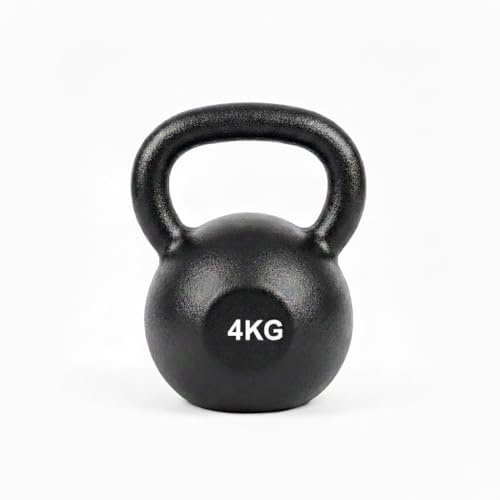 ZANGCO Cast Iron Kettlebell 4kg–20kg | Strength Training Weight for Home Gym & Full Body Workout (BLACK, 4KG)