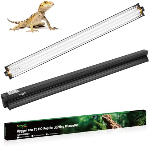 T5 UVB Lampe Terrarium 39W 34inch Reptilien Lampe 10.0 UVB Leuchtstoffröhre | 30% UVA + 10% UVB Reptile Leuchte T5 UVB Light Combo kit für Wüstenreptilen Schildkröte Bartagamen Eidechsen Schlangen Gecko