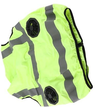 LUCKDANO Cooling Vest with Cool Vest Summer Cooling Fan, Air Conditioner Type, Rechargeable Workwear, 5V Fluorescent Green, Plus Size, Reflective Strip Design