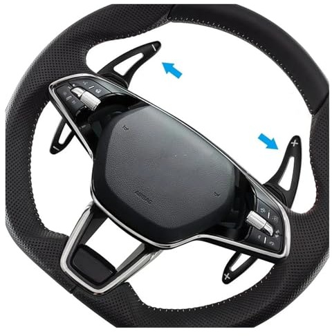 Punxdda Paleta De Cambio De Coche Para Skoda Para Octavia Para Enyaq Para Scout Para Kodiaq Para Karoq Para Superb Para Scala Para Kamiq Palancas De Cambio Rueda Coche(Negro)