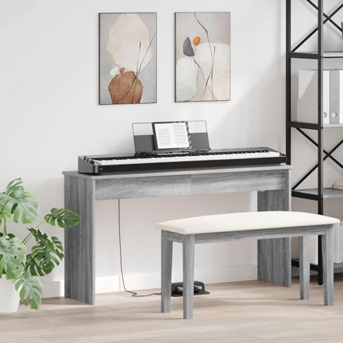 GeenYuu Supporto per pianoforte, grigio Sonoma, 120 x 32 x 64 cm, in legno, stabile, antiscivolo, supporto per tastiera, supporto da tavolo per sintetizzatore, epiano, studio, palcoscenico
