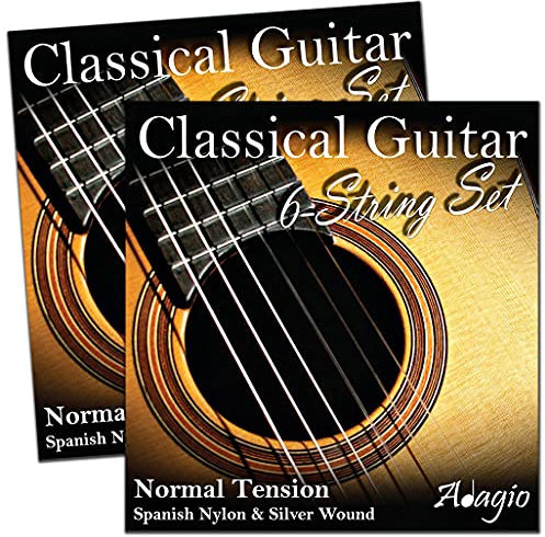 Adagio Pro - Juego de 2 cuerdas de nailon acústico clásico para guitarra (tensión media normal)