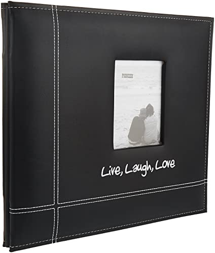 Pioneer 12 x 12 Zoll Live/Laugh und Love Bestickt genäht Kunstleder Post Bound Album, schwarz