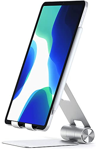 Satechi R1 Multi-Angle Foldable Tablet Stand - Compatible with iPad Pro M2/ M1/ Air M1, iPad Mini, iPhones 16/15/14/13/12 and More (Silver)