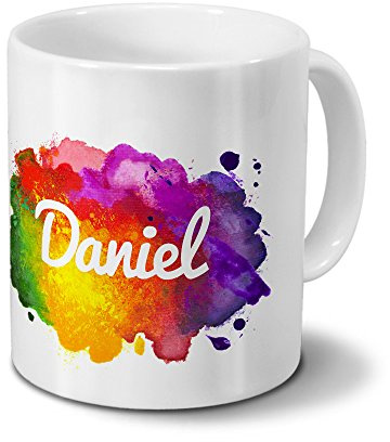 digital print Tasse mit Namen Daniel - Motiv Color Paint - Namenstasse, Kaffeebecher, Mug, Becher, Kaffeetasse - Farbe Weiß