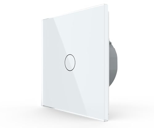 Livolo GlasWechselschalter Funkschalter Touch Weiß 1 Weg Funk Lichtschalter einfacher Touschschalter für eine Leuchte Steuerbar mit Fernbedienung VL-C701SR-11-A