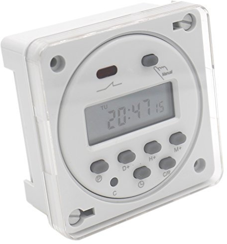 Heschen Digital LCD Power Wöchentliche programmierbare Zeitrelais CN101A DC 24V 16 Amp SPST mit wasserdichter Abdeckung CE Weiß
