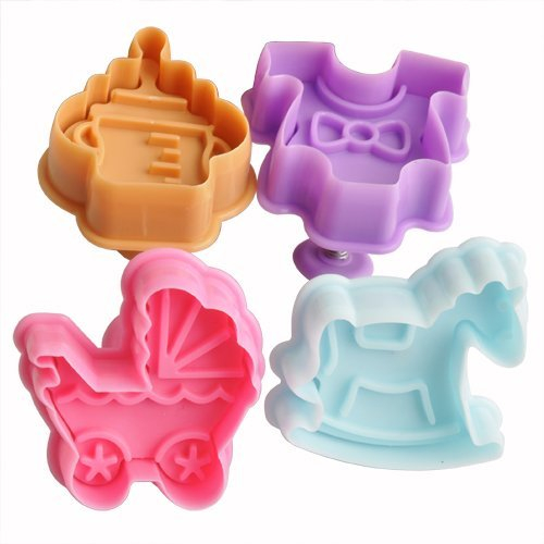 SROVFIDY Set di 4 foglie Formato Biscotti Tagliatori Stampi Stampi per torta Decorazione Stampo Fondante Bakeware Cottura, colore casuale (Baby)