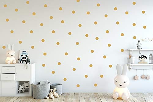 Punkte Set 70er an der Wand Wandtattoo Polka Dots Tupfen Babyzimmer Wandsticker Vinyl DIY Wandaufkleber (Gold)