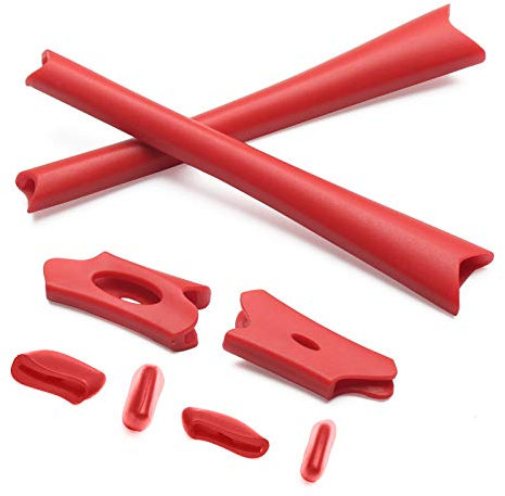 PapaViva Replacement Rubber Kits Nose Pads Pieces & Earsocks for Oakley Flak Jacket OO9008/Flak Jacket XLJ OO9009 Sunglasses - Red