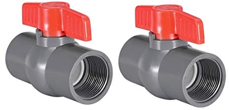 sourcing map 2Pcs PVC Wasserhahn mit Kugelhahn Gewinde 1-1/4 Innenlochdurchmesser Rot Grau