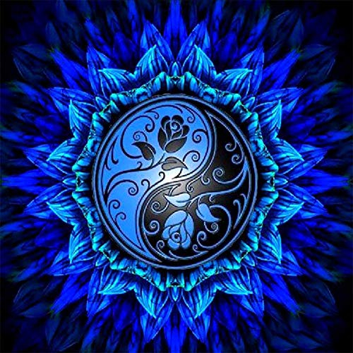 5D Diamond Painting Diamant Malerei Painting Bilder, Wowdecor Mandala Yin und Yang Blaue Rose Full Set Groß DIY Diamant Gemälde Malen Nach Zahlen