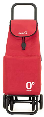 GARMOL Carro de la Compra Térmico Plegable 55 Litros |Bolsillo Térmico Interior de 11 Litros | Carro de la Compra 4 Ruedas Gran Capacidad | Carrito Compra Plegable Color Rojo