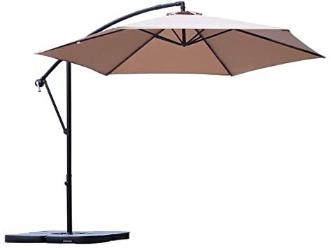 Sekey Ampelschirm Aluminium 300 cm Sonnenschirm mit Kurbel Gartenschirm Kurbelschirm mit Kurbelvorrichtung UV50+ Sonnenschutz Robust und Stabil für den Garten Taupe