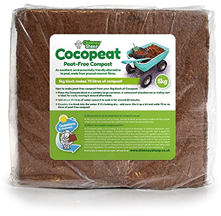 5kg Block of Cocopeat makes 70 litres of Peat-Free Compost