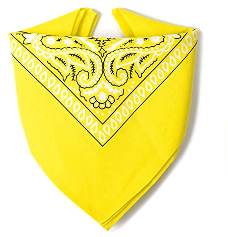 Karl Loven Bandana Gelb 100% Baumwolle Premium-Qualität für Damen Herren Halstuch Kopftuch original Paisley Muster Headwear Haar Schal Ansatz Handgelenk Kopf Biker