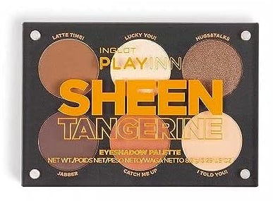 INGLOT PLAYINN Sheen Tangerine, Lidschattenpalette, Eine Kollektion von Sechs Einzigartigen Lidschatten, Drei Matte und Drei Glänzende Lidschatten, Volles Augen-Make-up, 8,2 g