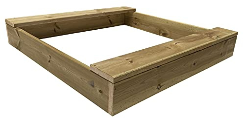 CLAMARO Sandkasten Basic 80 x 80 cm, Fichte 26 mm, imprägniert, 2 Sitzbänke | Verzinkte Schrauben, abgerundete Kanten, Bausatz zur Selbstmontage, unbehandeltes Holz, Made in Germany