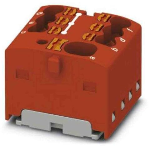 PHOENIX CONTACT PTFIX 4/6X1.5 RD Verteilerblock, Grundklemme mit Einspeisung, 450V Nennspannung, 17.5A Nennstrom, Push-in-Anschluss, 7 Anzahl der Anschlüsse, Rot, Direktmontage mit Flansch, 20 Stk