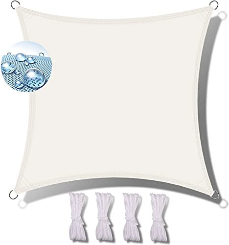 MEEYI toldos y Velas para Patio 2.5x2.5m toldo Vela de Sombra Rectangular toldo Parasol Rectangular Transpirable toldo Resistente toldo Vela Parasol prevención Rayos UV para Jardin con Cuerdas-Blanco