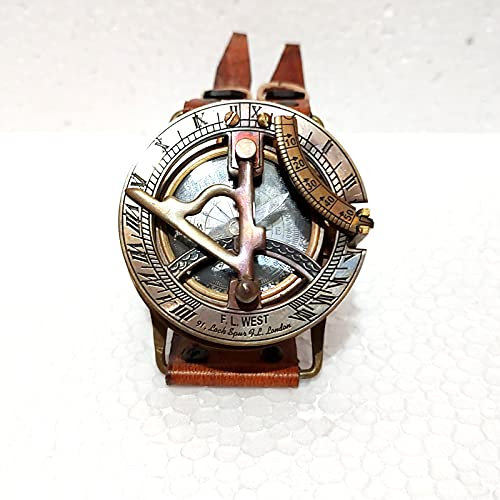 Antiker Steampunk-Handgelenk, Messing, Kompass und Sonnenuhr, Handuhr, nautischer Kompass/Weihnachtstag/Geburtstagsgeschenk