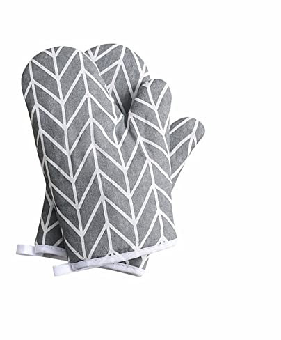 Voarge 1 Paar Verdickte Hitzebeständige Ofenhandschuhe, Backofenhandschuh Hitzebeständig, in vielen lustigen Designs (Graue Geometrie)