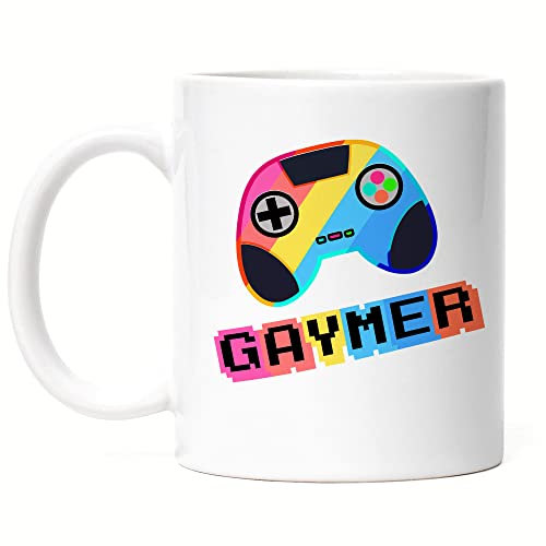 Hey!Print Gaymer Tasse LGBT Gay LGBTQ Pride Queer Homosexuell Gamer Gaming CSD Pride Week Geschenk