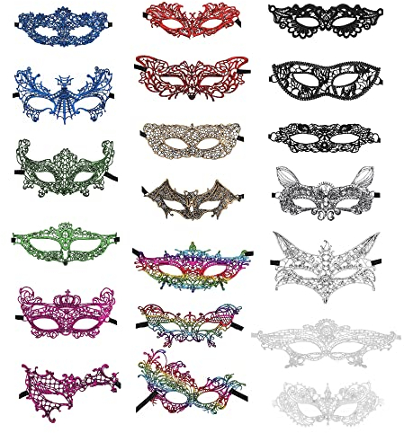 CHIC DIARY 20 Stück Maskerade Venezianische Masken Damen Spitze Augenmaske Spitzenmaske Maskenball Tanz Cosplay Party Kostüm
