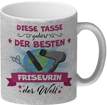 speecheese Beste Friseurin der Welt Glitzer-Kaffeebecher