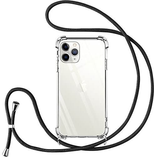 Vauki handyband für iPhone 11 Pro Hülle mit Band Handyhülle Silikon Transparent zum Umhängen Stoßfest mit Kordel Necklace Schnur TPU Bumper Case für iPhone 11 Pro