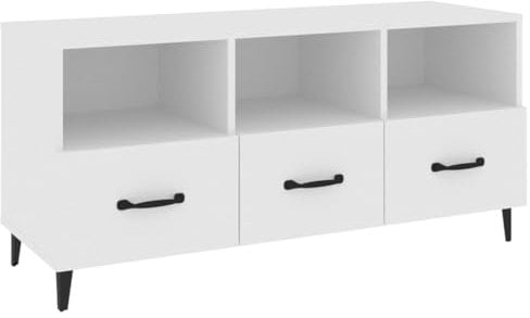 vidaXL TV Schrank mit Stauraum Lowboard TV Möbel Tisch Board Sideboard Fernsehschrank Fernsehtisch HiFi-Schrank Weiß 102x35x50cm Holzwerkstoff
