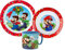 Mario Cartoon Character Dinner Tableware Set 3pcs Plate, Bowl & Mug, BPA Free re-usable Plastic Microwave Safe (Mario)