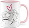 Tasse à café pour chien et homme - Idée cadeau - Cadeau pour homme et femme - Papa à quatre pattes - Tasse à café avec motif chien - Tasse à café - Tasse à thé - Main et patte (blanc/rose)