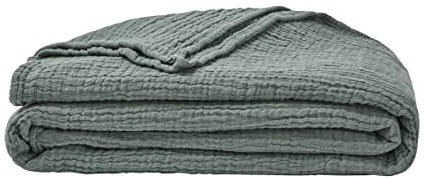 ESSIX Plaid uni en Gaze de Coton, Jazzy, 130x170cm, Sauge