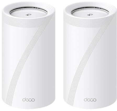 TP-Link WiFi 7 Deco BE85(2-pack) Router Mesh WiFi, BE19000Mbps Tri-Band, Canali 320 MHz, Porta 10Gbps Combinata Ethernet/Fibra, Ripetitore, Alexa, Funziona con Qualsiasi ISP e Modem, 2 Pacchi