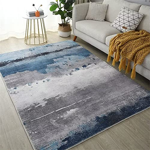 RUGMRZ Area Rug Zimmer Deko Teppich Badteppich Graublaue Tusche malerei Serie Schlafzimmer Teppich verschleiß fest und Nicht verblassen Outdoor Teppiche Wetterfest 135 x 190 cm