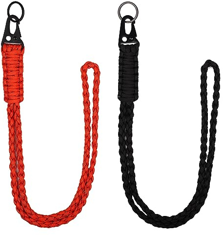 JNAWA 2Pcs Heavy Duty Lanyards Adjustable Key Lanyard Woven Rope Neck Lanyard Key Chain for Men and Women Outdoor Survival Umbrella Rope