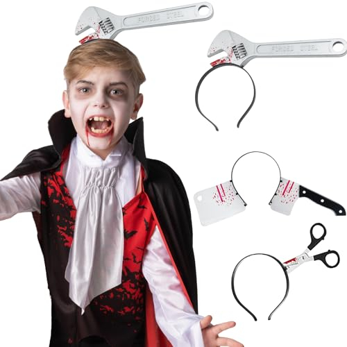 Ancuioyz Haarbänder, Halloween Stirnband Lustiges Stirnband, Axt, Säge, Nagelstirnband Horror Kreatives Kopfbedeckungszubehör (3 pcs)