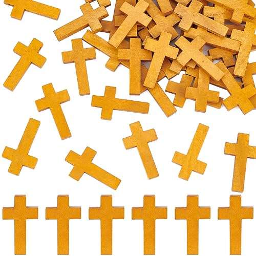 SUNNYCLUE 80 Stück Holzkreuz Charms Kleine Holzkreuz Charms Mini Holzkreuze Kreuz Charms Rosenkränze Kruzifix Charms Taschenkreuze Charms Für Die Schmuckherstellung Ohrringe Armbänder Halsketten Part