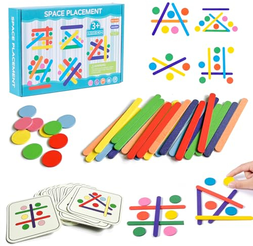 Holzpuzzle für Kinder, Montessori Spielzeug Kleinkinder Geometrische Formen Puzzle, Punkte und Linien Puzzle kinderspiele Kreativ Geschenk für Mädchen Junge 2 3 4 Jahre