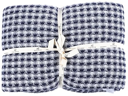 Tuiste Premium Tagesdecke Doppelte 200x230 Petrol Blau, Leichte Sommerdecke Waffeloptik, Bettüberwurf, Plaid Decke für Sofa, Sofadecke Baumwolle, Couchdecke, überdecke Bett, überwurf