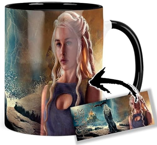 Daenerys Targaryen Emilia Clarke Tasse Innen & Henkel Schwarz Keramikbecher Mug AAA
