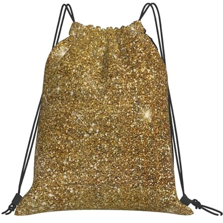 Rucksack mit Kordelzug, Unisex-Strangtasche, Sport-Turnbeutel, lässiger Tagesrucksack, Kordelzug-Sackpack, Gold-Glitzer-Glitzer
