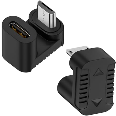 QIANRENON USB C vers Micro USB - Données de charge - Forme U - Connecteur type C femelle vers Micro USB mâle - Angle de 180 ° - Adaptateur vers le bas - 10 W - 480 Mbps - Division en U 5,4 mm - 2