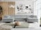 MKS MEBLE Sofa U-Form Grau, Wohnlandschaft U-Form, Sofa mit Schlaffunktion und Bettkasten, Schlafsofa mit Bettkasten, Couch mit Verstellbare Kopfstützen - Peter U - Hellgrau Velvet